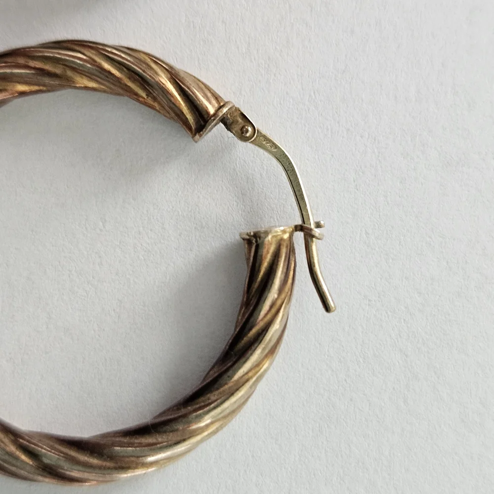 Vintage Sterling Silver Gold Plated Hoop Earrings Retro Bohemian Feminine - Picture 3 of 5